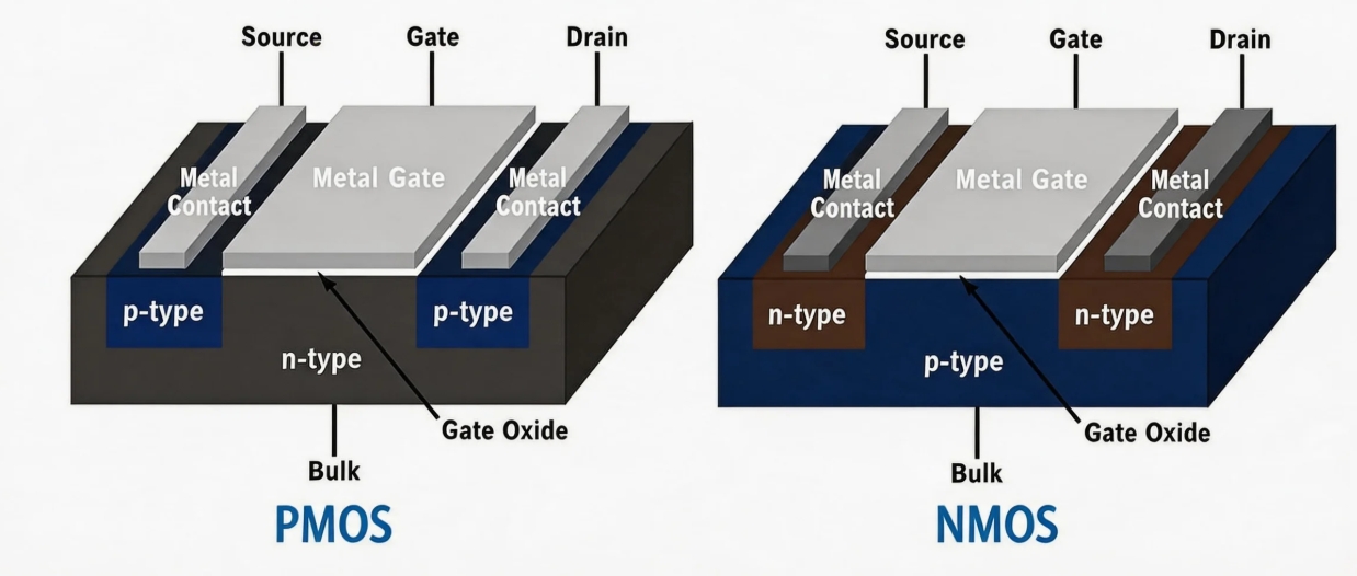 Pmos Workong NMOS vs PMOS: Key Differences, Working Principles, and CMOS ...