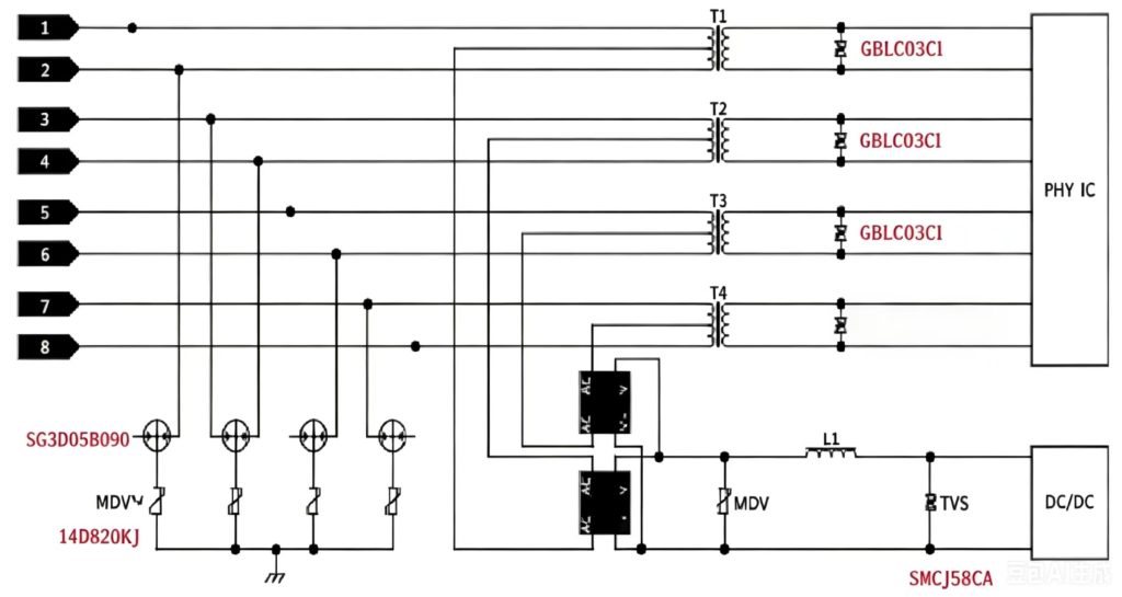 Outdoor PoE 6kV Surge Protection Solution for Reliable Ethernet Interfaces-Protection Devices-TVS Diodes-ESD Protection devices-Gas Discharge Tube-Thyristor-Pled Protectors-Mov
