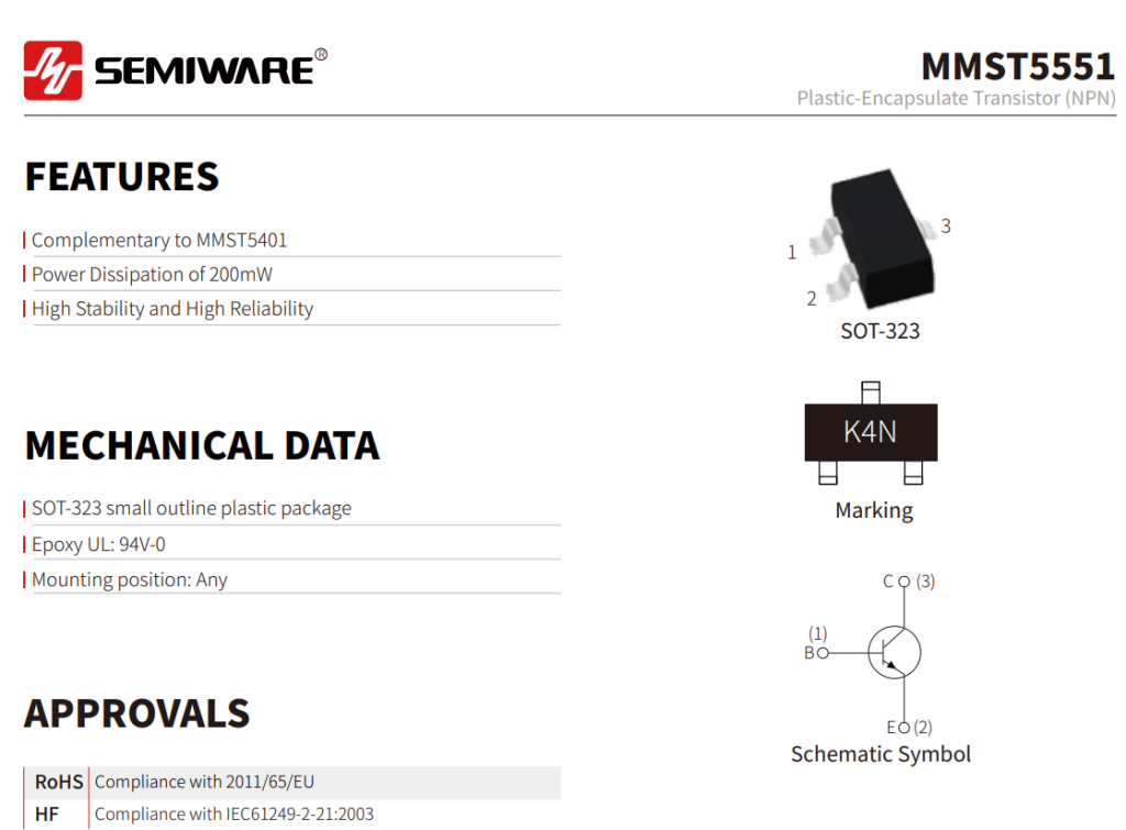 MMST5401 and MMST5551 for E-Bike BMS: PNP/NPN Complementary Transistor Applications-Protection Devices-TVS Diodes-ESD Protection devices-Gas Discharge Tube-Thyristor-Pled Protectors-Mov